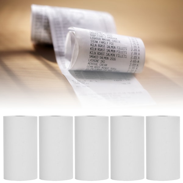 5 rullar termiskt kvittopapper rulle termiskt papper för kontorsmaskin liten skrivare