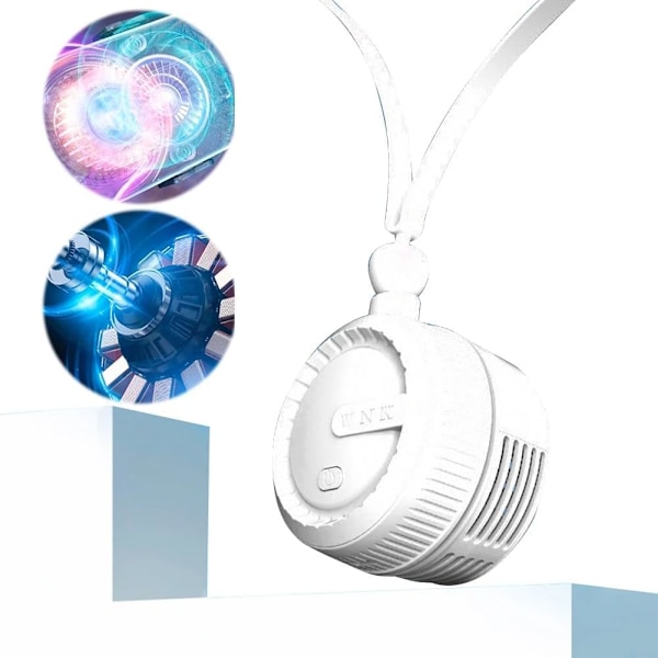 Bærbar Halsventilator Bladløs Halsventilator 3 Hastigheder USB-opladning Bærbar Ventilator Justerbar 360 Graders Roterende til Hjemmekontor Rejse (Hvid