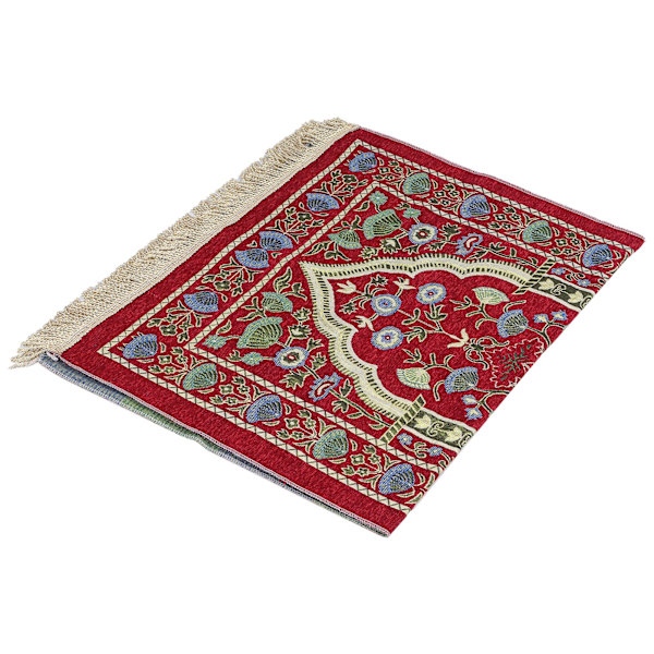 Muslimsk bönematta, bärbar, utsökt broderad blomdesign, etnisk bönematta, röd