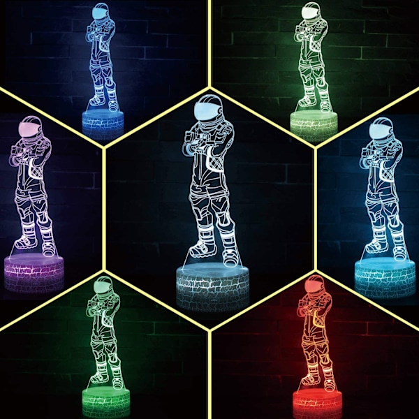 Cool 3D-lampa nattlampa för pojkar USB-beröringskänslig styrbar lampa 3D visuell barnkammardekoration (Dark Voyager)