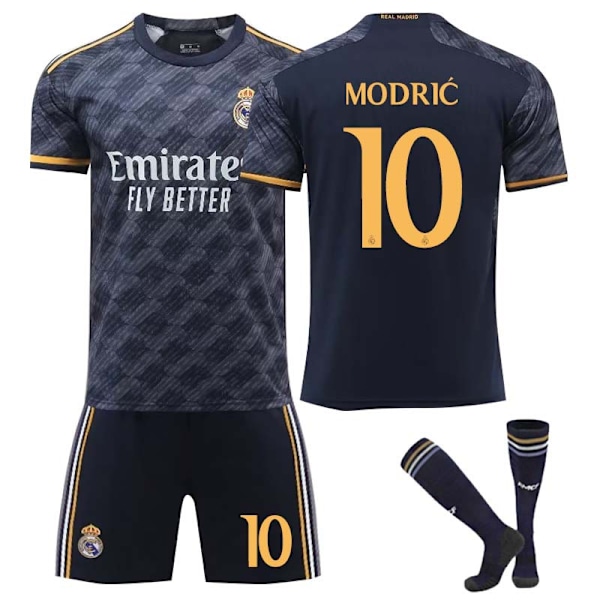 23-24 Real Madrid udebane nr. 10 Modric Børne Voksen Fodboldtrøje Træning Uniformsæt No.10 Modric S