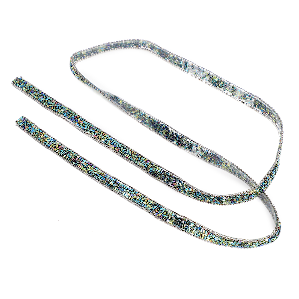 1 meter Hotfix Rhinestone Mesh Chain Dekorativt Bälte för Bröllopsklänning Halsband Grön