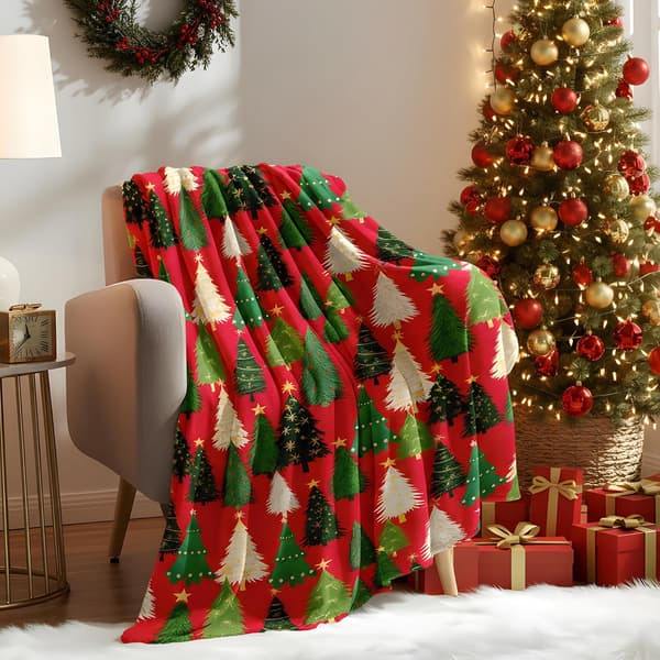 60 x 80 Julefleecepledd - Mykt og koselig flanellpledd til jul, festlig dekorativt pledd til sofa, seng og benk