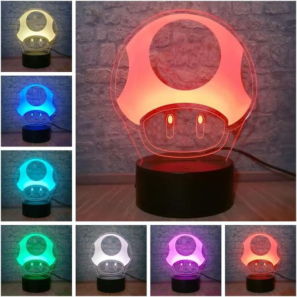 Fargerik Super Classic Game Bros Sopplampe 3D LED Nattlampe