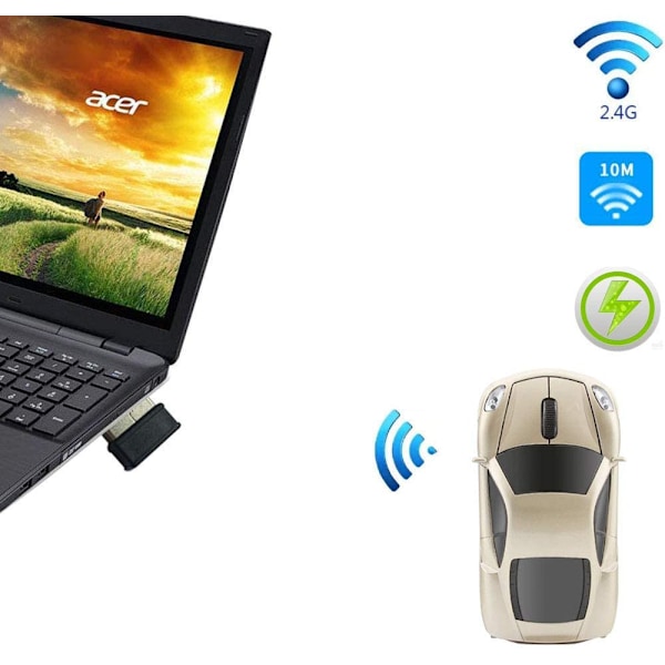 2,4 GHz trådlös bilformad mus 3D optisk spelmus USB M