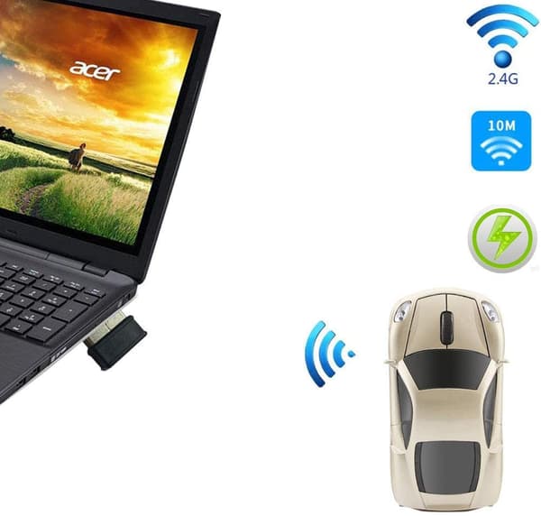 2.4 GHz trådløs bilformet mus 3D optisk spillmus USB M