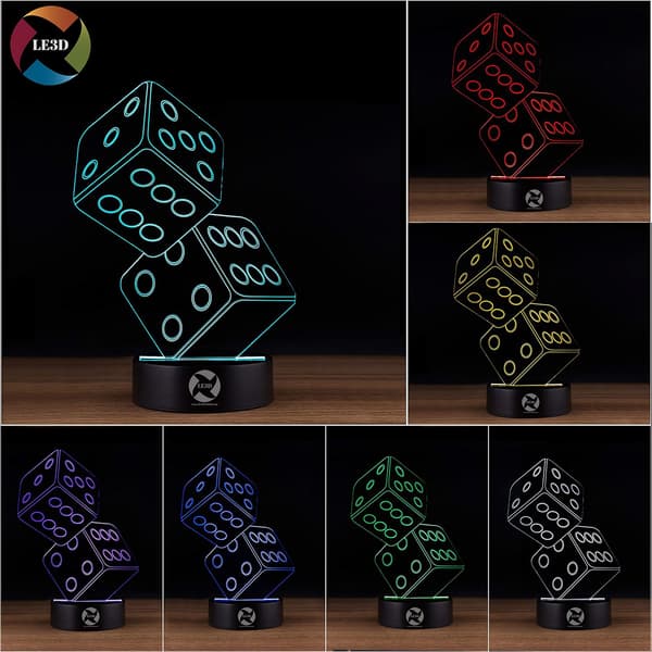 3D Optisk Illusions Natlampe - 7 LED Farveskiftende Lampe