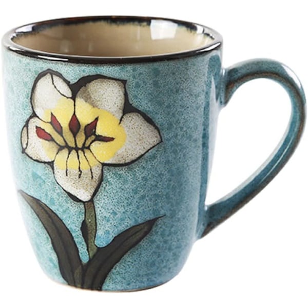 Keramik 35 cl Cappuccinomugg, Kaffemuggar, Temuggar, Ugn Glaseringsprocess, Mikrovågsugns- och Diskmaskinsäker, Perfekt för Te, Espresso, Latte blue