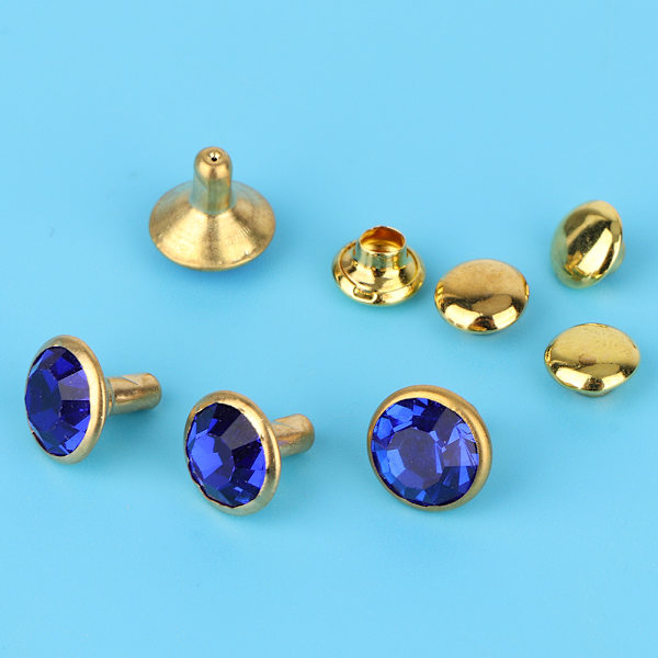 10 stk fargerike Rhinestone nagler Cap Stud for Diy Craft Decoration (blå krystall)