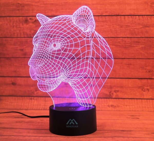 Leopard 3D Nattlampe 7 Farger LED Touch Bordlamper En