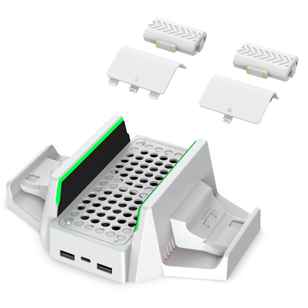 Kølestativ til spillekonsol med 4-trins justerbar hastighed Køleventilator med dobbelt opladningsstation til Xbox Series S tilbehør