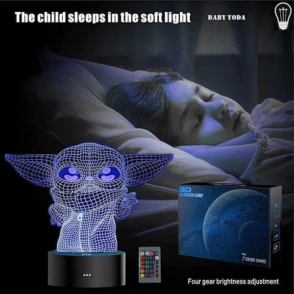 3D Illusion Star Wars Natlampe, 4 mønstre med timerfunktion