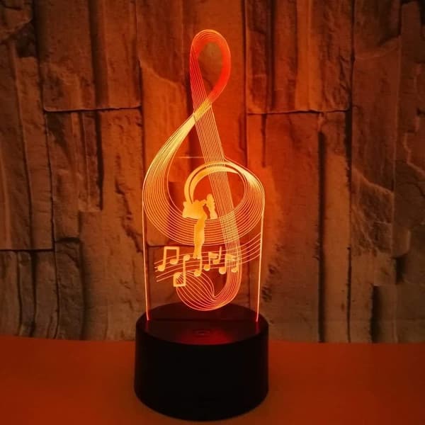 Musiknode Lampe 3D Natlampe Børnelegetøj LED Touch Bordlampe