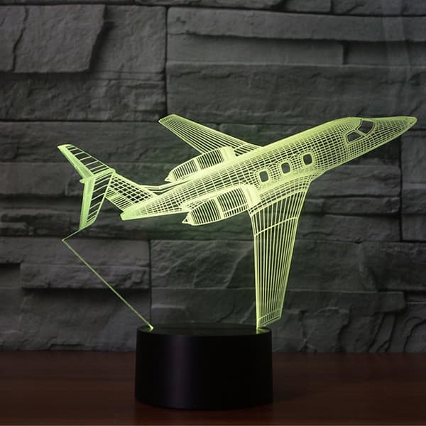 Jetfly USB Bordlampe 3D Lampe Lys LED 7 Farveskift