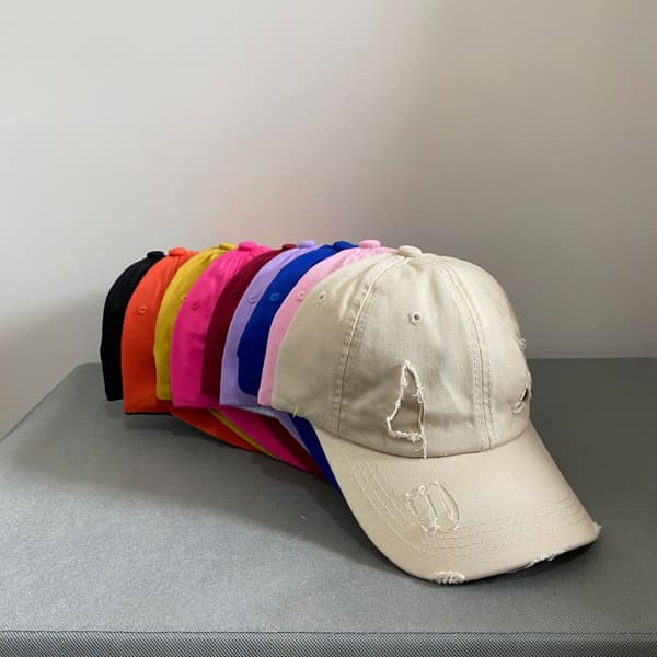 Hatt Dam Broken Hole Raw Edge Retro Personlighet Solskydd Red