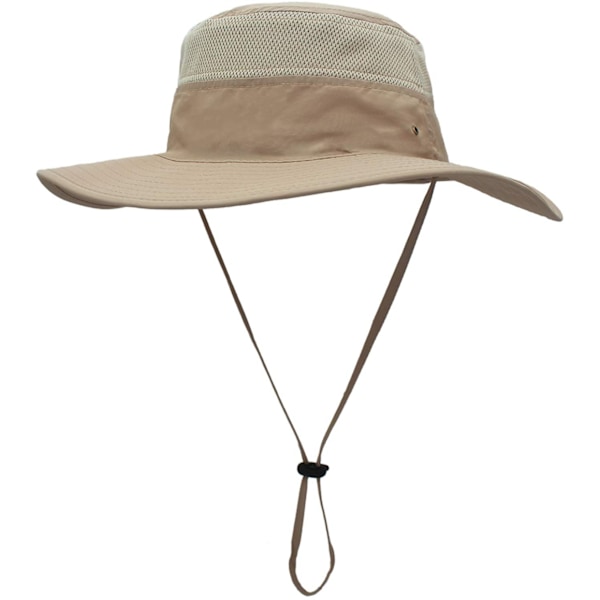 Hatt för män med solskydd UPF 50+ bred brätte hinkhatt vindtät fiske Milk Khaki