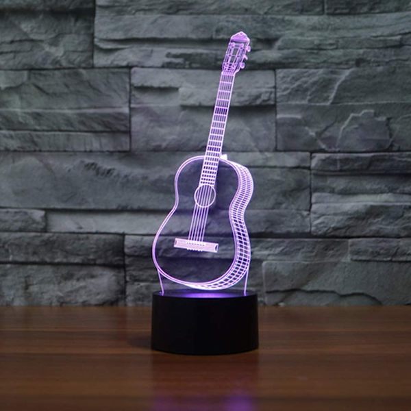 Guitar 3D Model Visuel Optisk Illusion 7 Farveskift Touch
