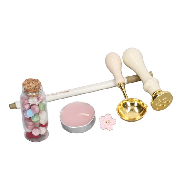 Vaxstämpelset Europeiskt Retro Sakura Mönster DIY Stämpel Handkonto Kuvert Eldfärg Tätningsvax Kit Presentförpackning Dekor