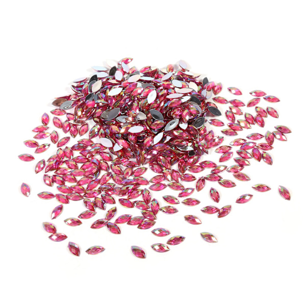 7*15mm Hästögat Akryl Rhinestones Kristallpärlor Flat Back Dekoration (Röd)