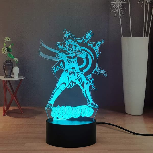 Naruto Kakashi Uchiha Sasuke 3D Illusjon Nattlys Lampe Sm