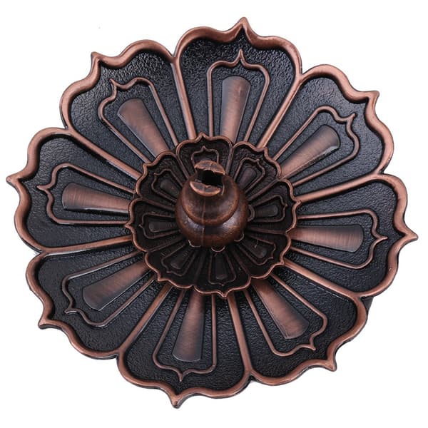 Lotusblomstformet røgelsesbrænderholder til røgelsespinde/spiraler, imitation bronze, boligindretning