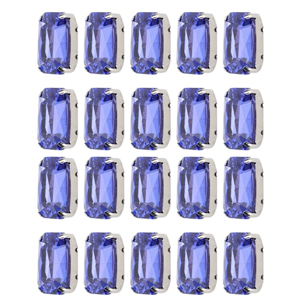 20 kpl DIY-kynsitimantteja hääpukuun, retro-muoti käsityölasivaatteiden koristeet 13 x 18 mm kuninkaallisen sininen suorakulmainen lasikynsitimantti