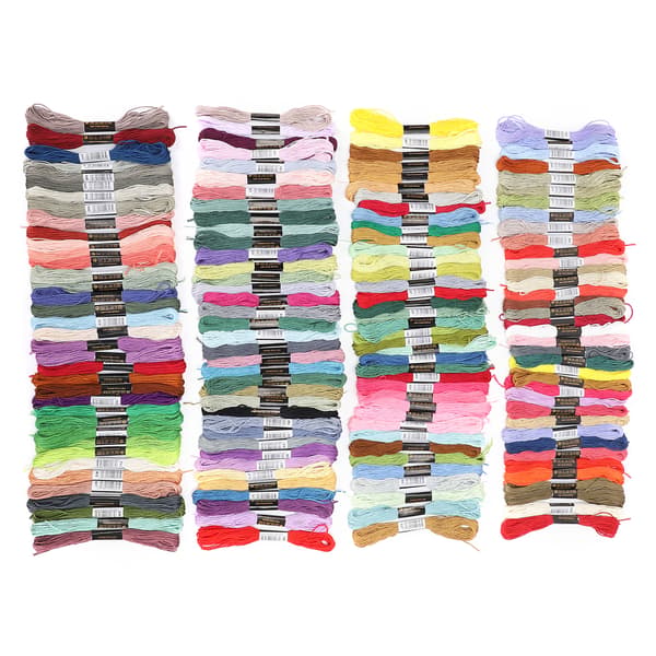 150 stk broderigarn flerfarget korssting floss polyester bomullsspoler 8 meter