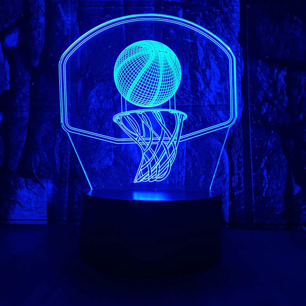 Basketball 3D LED Baggrundsplade Optisk Illusion Soveværelses Dekoration Bordlampe med Fjernbetjening 7 Farver Skift Dæmpbar Akryl Visuel Natlys Fødselsdag C