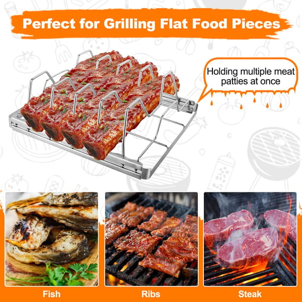 Flerställningsställ utformat för att hålla flera plattor vertikalt, maximerar utrymmet för rökning, grillning och utomhusmatlagning, 2-pack, silver 2-pack