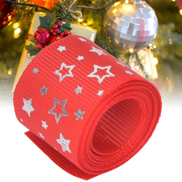 4 meter röd tryckt polyester spets tillbehör DIY presentförpackningstejp julband festivaler förpackningsbälte stil 4