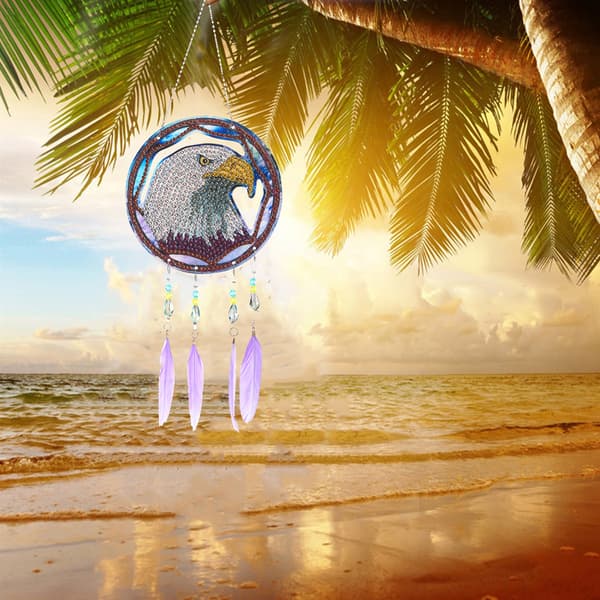 Diamantmaleri anheng DIY Eagle Diamond Painting Dreamcatcher vinduspynt gave