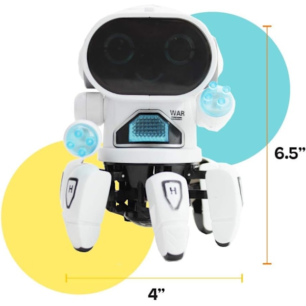 Pioneer Dansande Robot - Gående Dansande Elektronisk Robotleksak för Barn med Disco Blixtljus och Dansmusik - Batteridriven White