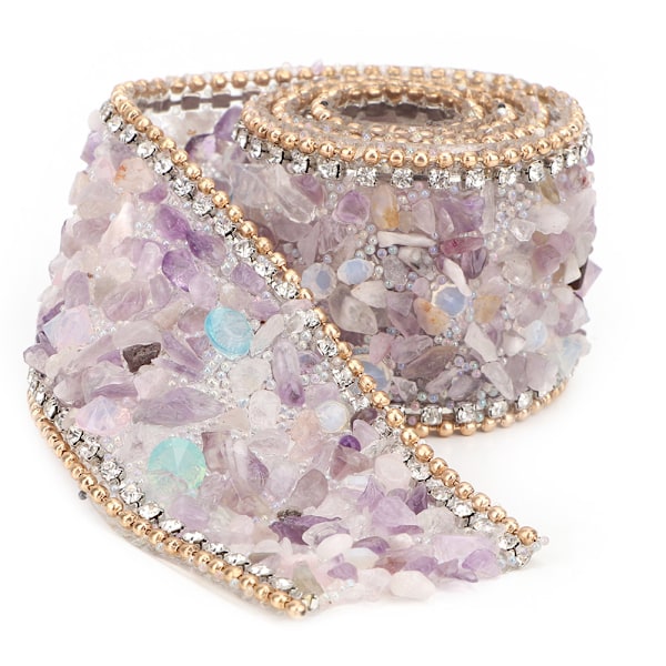 Rhinestone Crystal Mesh Strygejern På Bånd Perle Applikation Brudekjole Sko Trim L35MM-7
