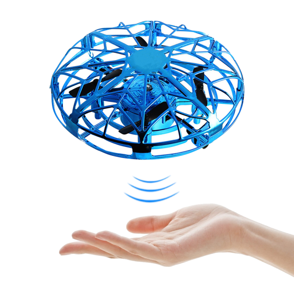 Mini Drone Kids Drone Toy Håndhelikopter RC Quadcopter Infrarød Induktion Fjernbetjening Flyvende Fly Gaver til Gutter Jenter Voksne Blue