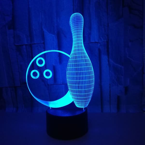 3D Bowling Nattlys Bord Skrivebord Optisk Illusjon Lamper 7 C
