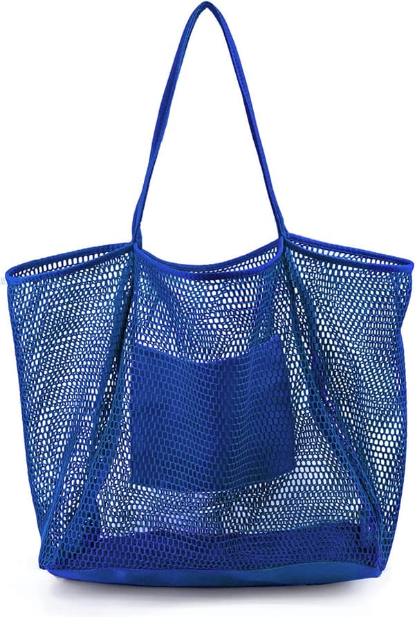 AVEKI Mesh Strand Tote Dame Skuldertaske, Klein Blå