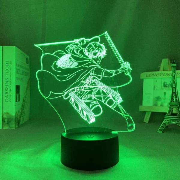 Attack on Titan 3D Anime Lampe Natt Levi Ackerman Illusjon N