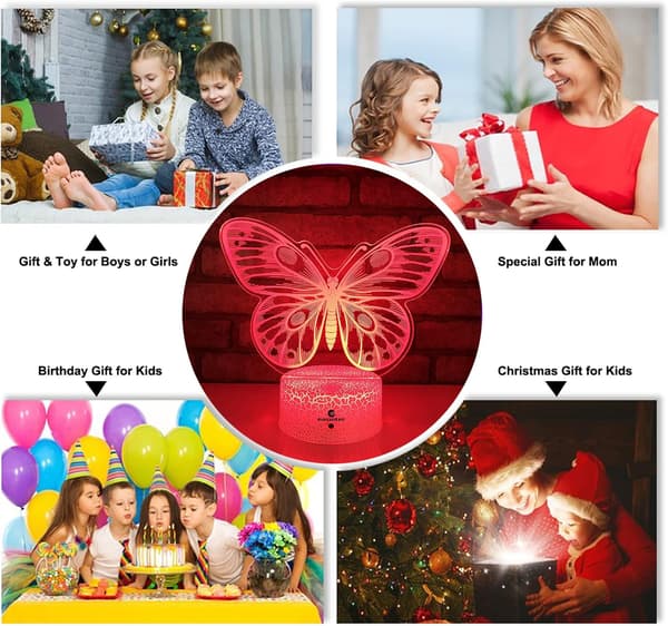 Havfrue + Sommerfugl 3D Natlys (2 i 1 Pakke)