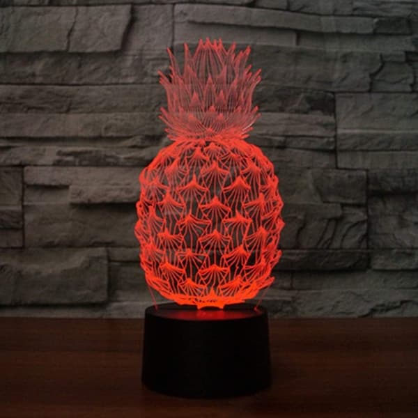 Optisk Illusion 3D Ananas Natlampe 16 Farver Skiftende