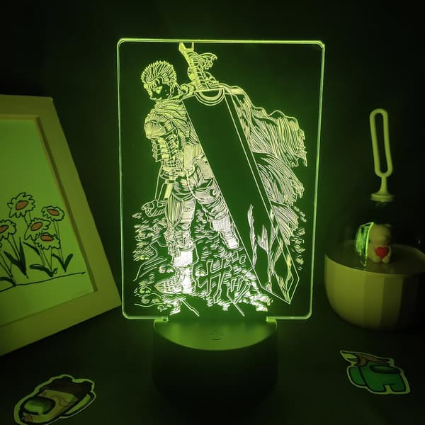Nyeste Anime Berserk Guts Figur 3D Nattlys gutt Barn Gi