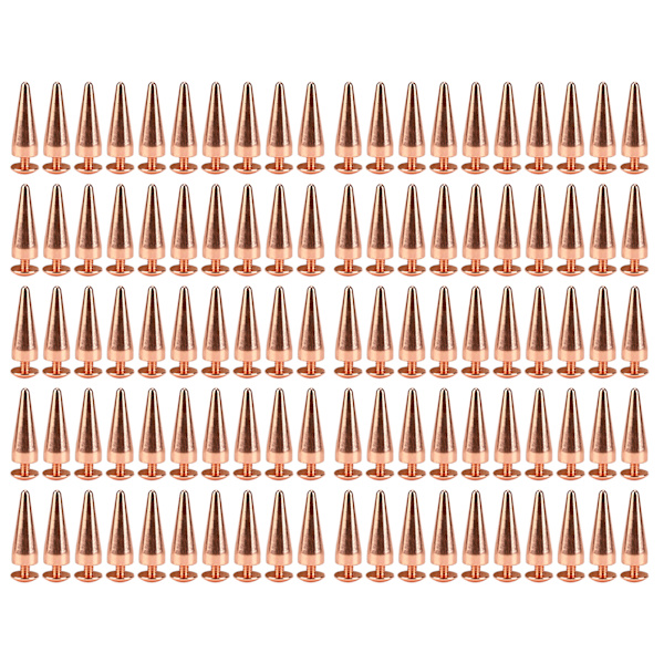 100set Punk Cone Spikes Nitar Roséguld Spetsiga Galvanisering Burr Free Clear Thread Mässing Spikes Nitar Rock Nitar 10x28mm