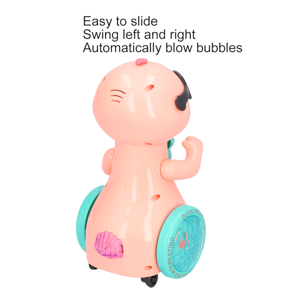 Elektrisk bubbelmaskin för barn, automatisk bubbelmaskin, tecknad anka bubbelblåsare med ljus