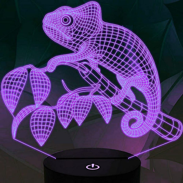 3D Ödla Nattljus Lampa Illusion 7 Färgförändrande Touch S
