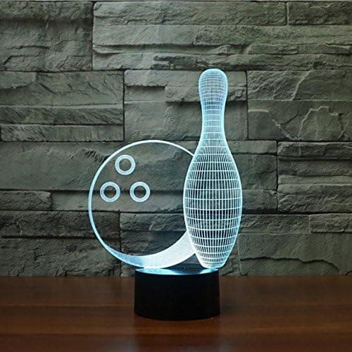 3D Bowling Nattlys Bord Skrivebord Optisk Illusjon Lamper 7 C