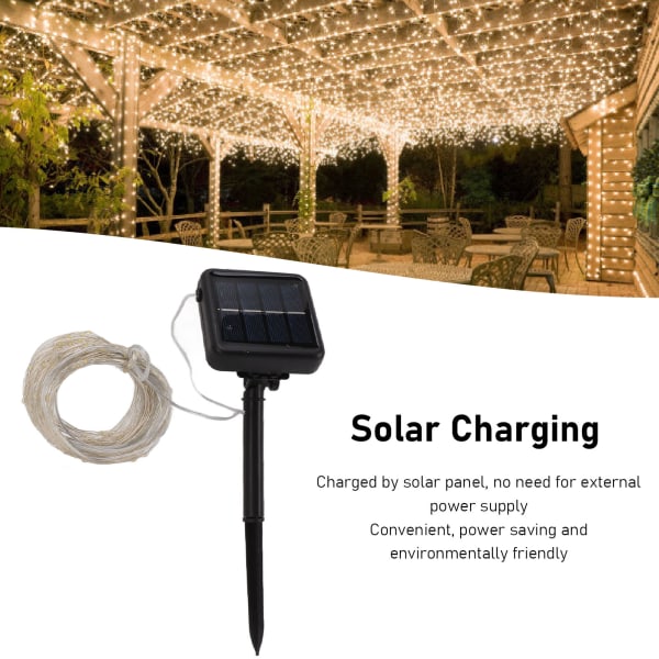 100 LED solcellslinga justerbar vattentät vacker romantisk solcellslampor för trädgård gård dekor 100