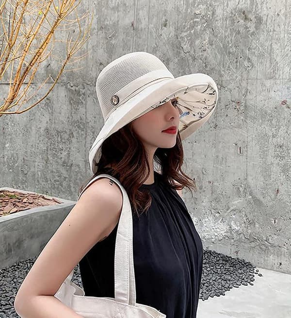 Mesh solhatte til kvinder Sommer UV-beskyttelse Bred skygge Strand F