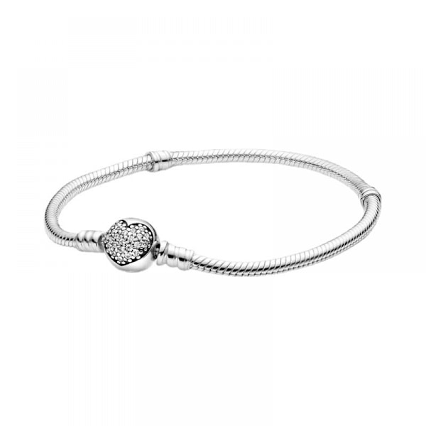 Armband 925 Silver Shining Round Heart Full Diamond Series 18cm