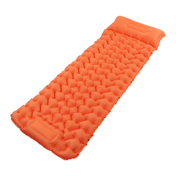Oransje Camping Soveunderlag Vanntett Nylon Ergonomisk Støtte Fot Trykk Oppblåsing Camping Madrass for Utendørs Hjemmekontor
