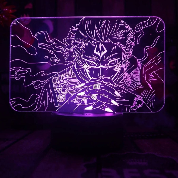 Jujutsu Kaisen Gojo 3D Illusions nattlampe med smart berøring, RGB-effekt, USB-kabeldrevet, kreativ japansk anime 3D-lampe - Ideell gave