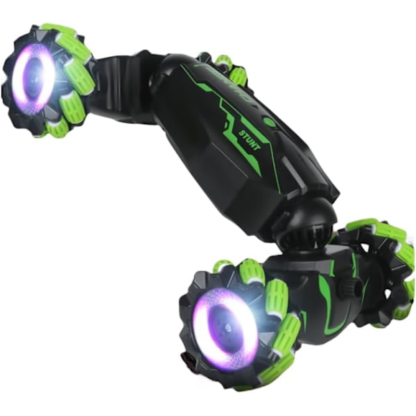 Oppgradert håndgestkontrollert RC Stuntbil med lys, musikk, spraytåke, gestkontrollert transformert bil, 360° spinn, terrengmonstertruck for gutter Green